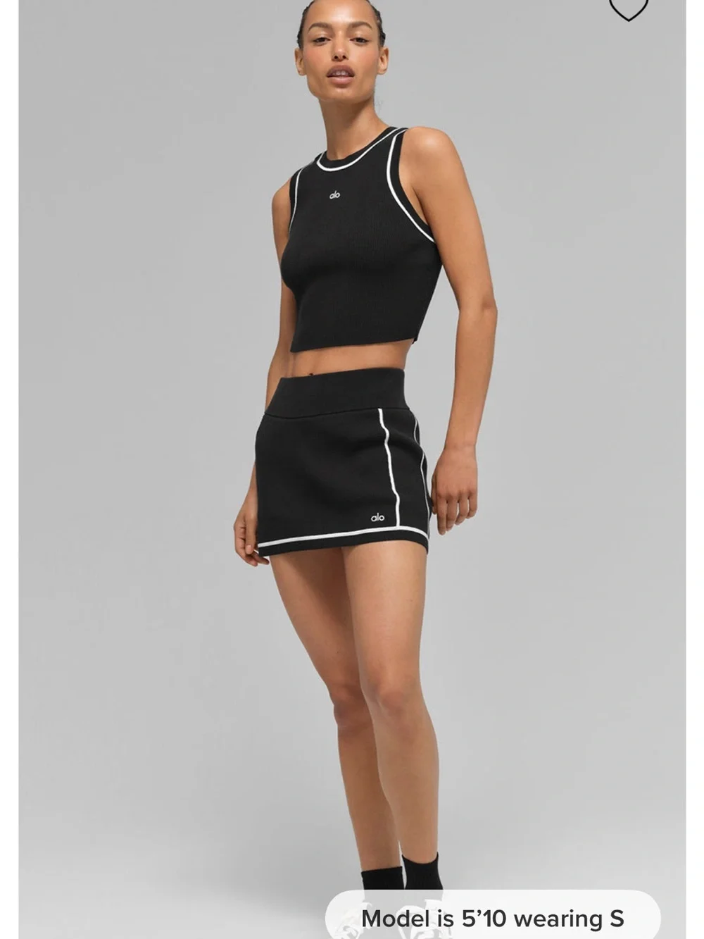 Alo yoga Ribbed Sweater Knit Highline Mini Skirt - Black/White size M
